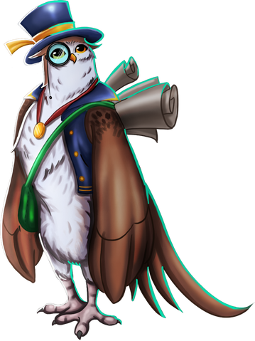 This is the Wise Owl, a professor in the magical school for fairies and elves. He is equipped with ancient scrolls containing histories and spells.