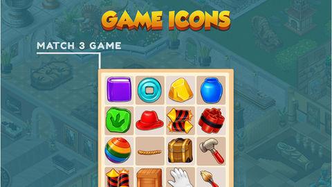 The Museum Adventure Game Icons are a fun and exciting addition to the Match 3 game screen. With vibrant colors and an interesting style, these icons are sure to add excitement to the game.