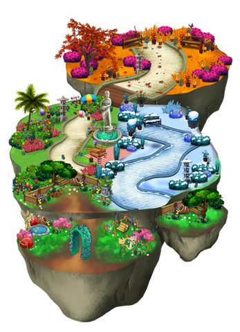 This magical island features different spots for each season; winter, spring, summer, and fall. 