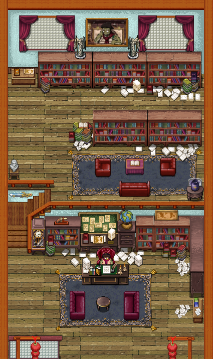 Library Interiror Pixel Art Game Environment for Damned Pirates Society