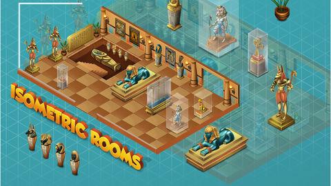 The Egyptian room is one of the many rooms in the museum, and features ancient Egyptian artifacts and decorations. The room is full of color and detail, with hieroglyphs carved into the walls and ancient relics on display.