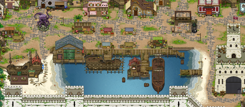 Tortuga Pixel Art Game Environment for Damned Pirates Society