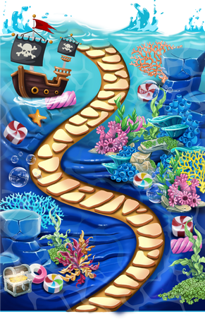 This one-of-a-kind piece features an underwater theme, filled with corals and candies