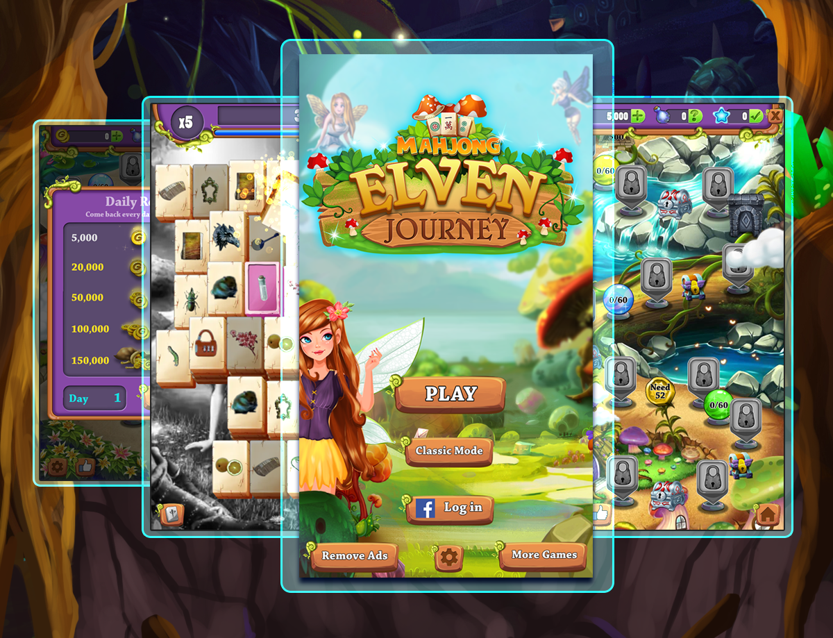 Elven Journey is a fantastical adventure game with beautiful and intricate artwork. The screenshots show off some of the gorgeous environments available in the game, as well as the characters that players will meet along the way.