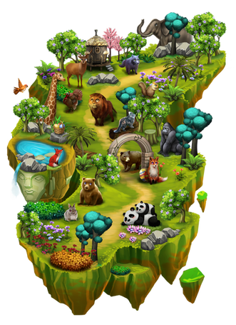 This amazing floating island is home to all sorts of animals from the safari to the jungle. 