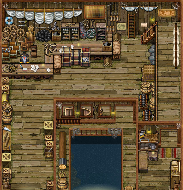 Dock Interior Pixel Art Game Environment for Damned Pirates Society