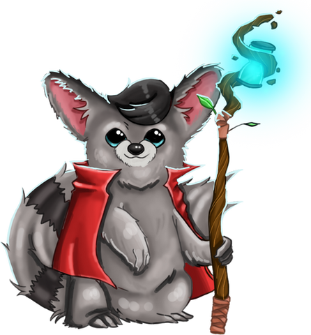 Not only does this cute furry creature look like something out of a child's storybook, but also he carries with him an staff that seems to be made from pure magic! His red cape billows as the wind blows by and his eyes shine brightly in order for others around him can see where they're going.