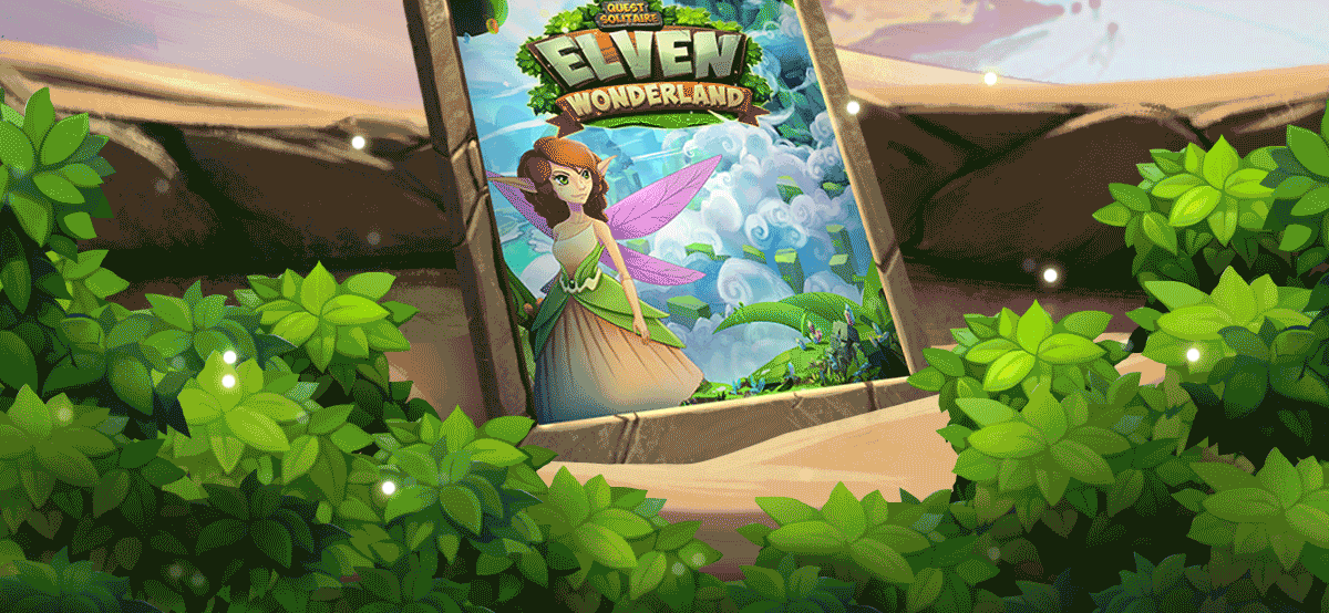 Elven wonderland cover art. The unique artwork depicts a mystical forest scene, with floating orbs and leafy foliage.