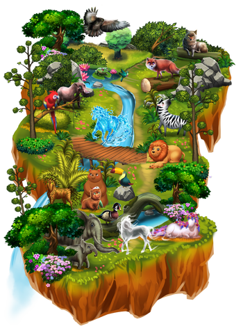 This island is home to jungle animals, elemental horses, and so much more. 